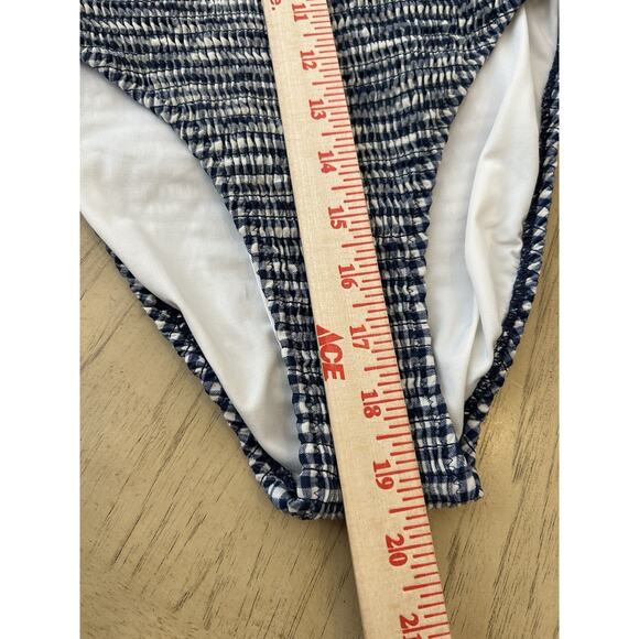 Striped Pinup Seersucker Swimsuit Nautical One Piece Preppy Slimming SPERRY Med - Picture 6 of 11